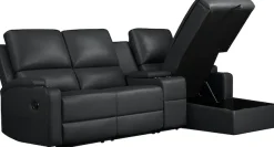 OTTO home Ecksofa »NAPORI Lederoptik, Multimediasofa, 3er Kinosessel XXL, L-Form« Kinosofa, manuelle o. elektr. Relaxfunktion, Staufach, Getränkehalter