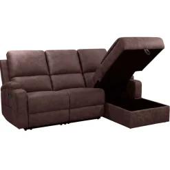 OTTO home Ecksofa »NAPORI Microfaser, Multimediasofa, L-Form« man. oder elektr. Relaxfuntion, USB-A bei elektr. Variante, Staukasten