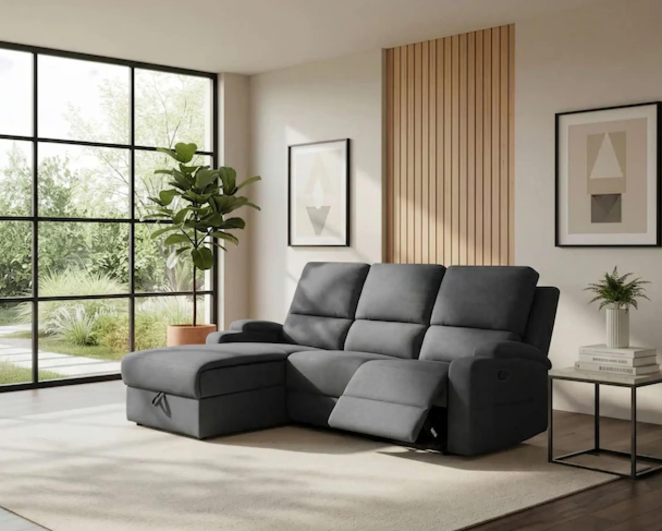 OTTO home Ecksofa »NAPORI Struktur, Multimediasofa, L-Form« man. oder elektr. Relaxfuntion, USB-A bei elektr. Variante, Staukasten