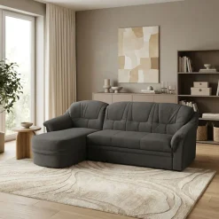 OTTO home Ecksofa »Nyborrg 234 x 142 cm, auch mit Schlaffunktion, formschön & stabil« Wahlweise mit Bettfunktion, L-Form, moderne Steppung
