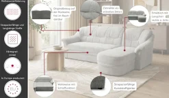 OTTO home Ecksofa »Nyborrg 234 x 142 cm, auch mit Schlaffunktion, formschön & stabil« Wahlweise mit Bettfunktion, L-Form, moderne Steppung