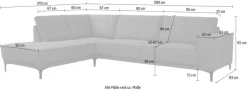 OTTO home Ecksofa »OLAND Cord L-Form, B: 289 cm, Skandi-Design« Struktur, Flachgewebe, Luxus-Microfaser, Boucle