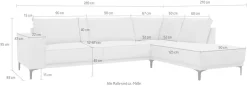OTTO home Ecksofa »OLAND Struktur fein L-Form, B: 289 cm, Skandi-Design« Struktur, Flachgewebe, Luxus-Microfaser, Boucle