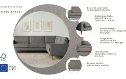 OTTO home Ecksofa »Pinto Skandi, 290 cm, Chenille, Struktur, Ottomane links / rechts« mit Keder, Massivholzfüße Eiche geräuchert, Wellenunterfederung