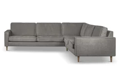 OTTO home Ecksofa »Pinto Skandi, 290 cm, Chenille, Struktur, Ottomane links / rechts« mit Keder, Massivholzfüße Eiche geräuchert, Wellenunterfederung