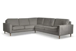 OTTO home Ecksofa »Pinto Skandi, 290 cm, Chenille, Struktur, Ottomane links / rechts« mit Keder, Massivholzfüße Eiche geräuchert, Wellenunterfederung
