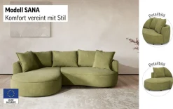 OTTO home Ecksofa »Sana L-Form, B: 260 cm, organische Form, Otto.Verlässliche Qualität« Loungesofa mit Wellenunterfederung