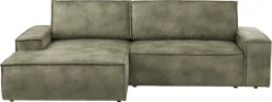 OTTO home Ecksofa »SHERWOOD Vintage Lederoptik L-Form, 267 cm« Schlaffunktion mit Bettkasten (210x136 cm), Cord, Vintage, Samtvelours