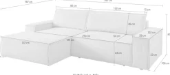 OTTO home Ecksofa »SHERWOOD Vintage Lederoptik L-Form, 267 cm« Schlaffunktion mit Bettkasten (210x136 cm), Cord, Vintage, Samtvelours