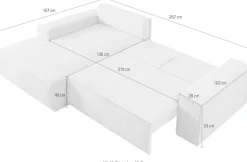 OTTO home Ecksofa »SHERWOOD Vintage Lederoptik L-Form, 267 cm« Schlaffunktion mit Bettkasten (210x136 cm), Cord, Vintage, Samtvelours