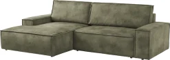 OTTO home Ecksofa »SHERWOOD Vintage Lederoptik L-Form, 267 cm« Schlaffunktion mit Bettkasten (210x136 cm), Cord, Vintage, Samtvelours