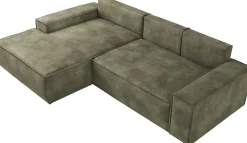 OTTO home Ecksofa »SHERWOOD Vintage Lederoptik L-Form, 267 cm« Schlaffunktion mit Bettkasten (210x136 cm), Cord, Vintage, Samtvelours