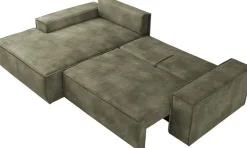 OTTO home Ecksofa »SHERWOOD Vintage Lederoptik L-Form, 267 cm« Schlaffunktion mit Bettkasten (210x136 cm), Cord, Vintage, Samtvelours
