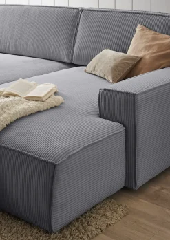 OTTO home Ecksofa »SHERWOOD XXL Cord 284, Big-Sofa L-Form, tiefe Sitzfläche 95 cm« Recamiere rechts/links, als Schlafsofa stellbar, Cord u. Leinenoptik