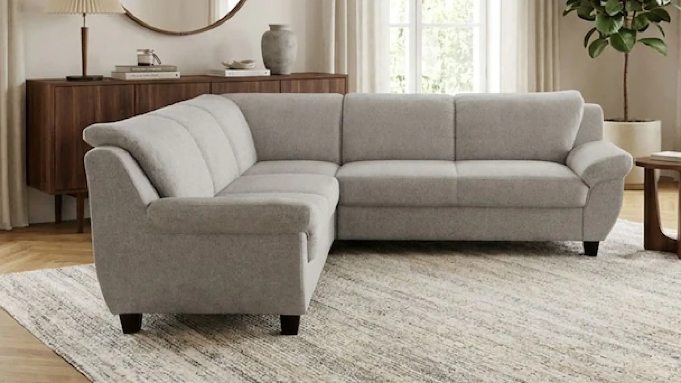 OTTO home Ecksofa »Sillkeborg 251 x 251 cm, formschönes Sofa mit dunklen Füßen« aus haustierfreundlichem Pet Friendly Bezug