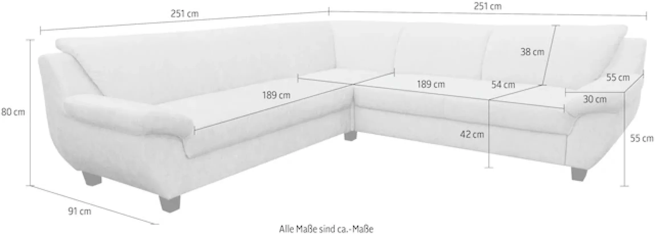 OTTO home Ecksofa »Sillkeborg 251 x 251 cm, formschönes Sofa mit dunklen Füßen« aus haustierfreundlichem Pet Friendly Bezug