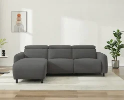 OTTO home Ecksofa »SKAANE in Cord, L-Form, 274 cm, manuelle u. elektrische Relaxfunktion,« rundes Design, Kopfteilverstellung, Federkernpolsterung