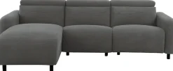 OTTO home Ecksofa »SKAANE in Cord, L-Form, 274 cm, manuelle u. elektrische Relaxfunktion,« rundes Design, Kopfteilverstellung, Federkernpolsterung