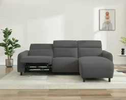 OTTO home Ecksofa »SKAANE in Cord, L-Form, 274 cm, manuelle u. elektrische Relaxfunktion,« rundes Design, Kopfteilverstellung, Federkernpolsterung