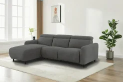 OTTO home Ecksofa »SKAANE in Cord, L-Form, 274 cm, manuelle u. elektrische Relaxfunktion,« rundes Design, Kopfteilverstellung, Federkernpolsterung