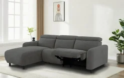 OTTO home Ecksofa »SKAANE in Cord, L-Form, 274 cm, manuelle u. elektrische Relaxfunktion,« rundes Design, Kopfteilverstellung, Federkernpolsterung
