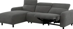 OTTO home Ecksofa »SKAANE in Cord, L-Form, 274 cm, manuelle u. elektrische Relaxfunktion,« rundes Design, Kopfteilverstellung, Federkernpolsterung