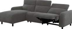 OTTO home Ecksofa »SKAANE in Cord, L-Form, 274 cm, manuelle u. elektrische Relaxfunktion,« rundes Design, Kopfteilverstellung, Federkernpolsterung