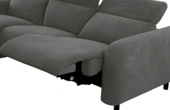 OTTO home Ecksofa »SKAANE in Cord, L-Form, 274 cm, manuelle u. elektrische Relaxfunktion,« rundes Design, Kopfteilverstellung, Federkernpolsterung