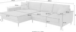 OTTO home Ecksofa »Summer L-Form, B: 280cm, in Cord & Struktur« wahlweise mit Kopfstützen, schwarze Metallfüße