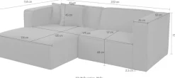 OTTO home Ecksofa »Tammie« Breite 222 cm, Webstoff fein, bodentief, mit Wellenunterfederung