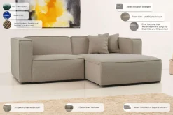 OTTO home Ecksofa »Tammie« Breite 222 cm, Webstoff fein, bodentief, mit Wellenunterfederung