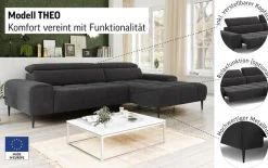 OTTO home Ecksofa »Theo L-Form, B: 290 cm« mit Kopfteilverstellung, optional Sitztiefenverstellung
