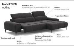 OTTO home Ecksofa »Theo L-Form, B: 290 cm« mit Kopfteilverstellung, optional Sitztiefenverstellung