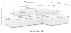 OTTO home Ecksofa »TIARRA Design-Sofa mit Ottomane recht/links bestellbar, Breite 287 cm« L-Form mit hochelastischer Schaum und Wellenunterfederung