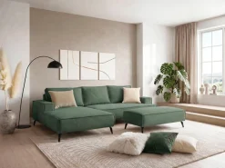 OTTO home Ecksofa »TVINNU Cord, L-Form, 275 cm, mit Hocker« stellbar zum Schlafsofa (Krokodilverbinder)