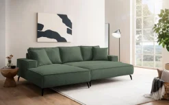 OTTO home Ecksofa »TVINNU Cord, L-Form, 275 cm, mit Hocker« stellbar zum Schlafsofa (Krokodilverbinder)