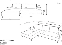 OTTO home Ecksofa »TVINNU Cord, L-Form, 275 cm, mit Hocker« stellbar zum Schlafsofa (Krokodilverbinder)