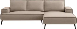 OTTO home Ecksofa »TVINNU Leinenoptik, L-Form, Breite 275 cm« wahlweise Recamiere rechts/links, schwarze Füße, bequemer Sitzkomfort