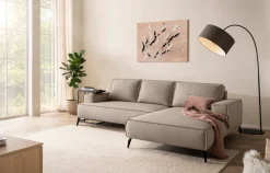 OTTO home Ecksofa »TVINNU Leinenoptik, L-Form, Breite 275 cm« wahlweise Recamiere rechts/links, schwarze Füße, bequemer Sitzkomfort