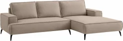 OTTO home Ecksofa »TVINNU Leinenoptik, L-Form, Breite 275 cm« wahlweise Recamiere rechts/links, schwarze Füße, bequemer Sitzkomfort
