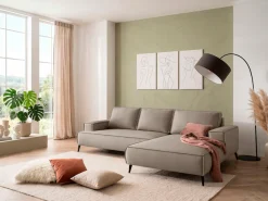 OTTO home Ecksofa »TVINNU Leinenoptik, L-Form, Breite 275 cm« wahlweise Recamiere rechts/links, schwarze Füße, bequemer Sitzkomfort