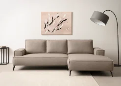 OTTO home Ecksofa »TVINNU Leinenoptik, L-Form, Breite 275 cm« wahlweise Recamiere rechts/links, schwarze Füße, bequemer Sitzkomfort
