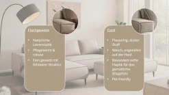 OTTO home Ecksofa »TVINNU Leinenoptik, L-Form, Breite 275 cm« wahlweise Recamiere rechts/links, schwarze Füße, bequemer Sitzkomfort