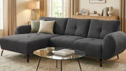 OTTO home Ecksofa »Viiborg 261 x 140 cm, mit Steppungen, elegant, modern« L-Form, pflegeleichter Bezug, hohe Füße - passend für Saugroboter!