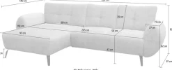 OTTO home Ecksofa »Viiborg 261 x 140 cm, mit Steppungen, elegant, modern« L-Form, pflegeleichter Bezug, hohe Füße - passend für Saugroboter!