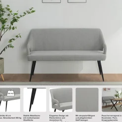 OTTO home Essbank »Darragh« schwarze Metallbeine, pflegeleichter Webstoff Bezug, Breite 140 cm