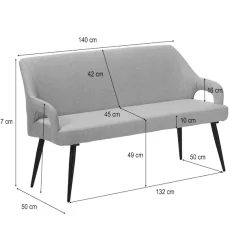 OTTO home Essbank »Darragh« schwarze Metallbeine, pflegeleichter Webstoff Bezug, Breite 140 cm