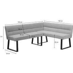 OTTO home Essbank »Ivanna« schwarzes Metallgestell, Webstoff Bezug, Breite 193/152
