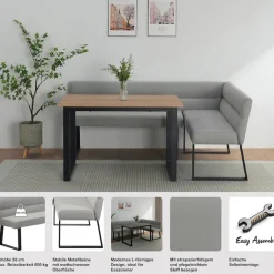 OTTO home Essbank »Ivanna« schwarzes Metallgestell, Webstoff Bezug, Breite 193/152