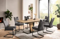 OTTO home Essgruppe »"Altona", Esstisch ausziehbar plus 6 Stühle« Esstisch ausziehbar 140 - 180 cm, 6 Freischwinger, 7 tlg. tlg. Säulentisch 140-180x90 cm, Stuhl mit Federkorb, 140 kg belastbar